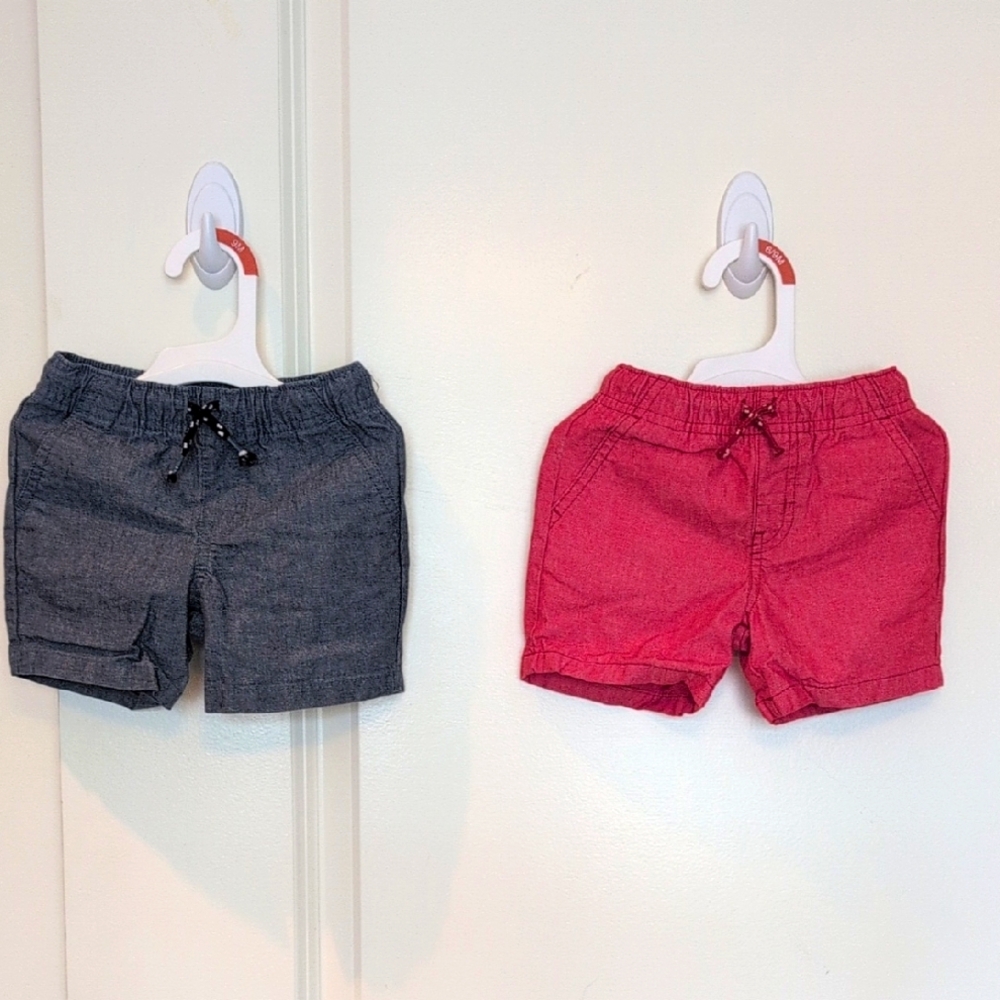 Cat & Jack Red And Blue Shorts 2 Pairs (12mo)